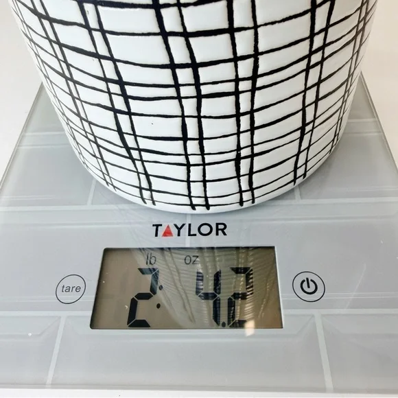 Pier 1 Imports Retired Ceramic Pitcher MCM Retro Off White Black Cross Hatch - Picture 10 of 10